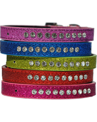 Candy finish grape coloured dog collar with rhinestone studs and a rhinestone buckle