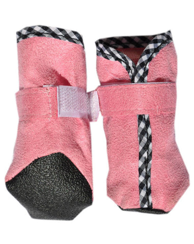 Pink dog shoes with velcro fastening