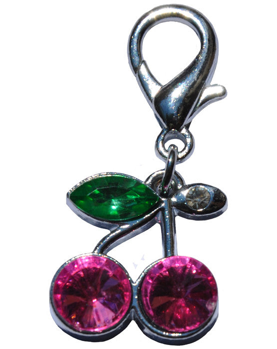 Cherry Rhinestone Charm in pink and touch of green