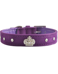 Velvet dog collar ~ Purple with diamantes