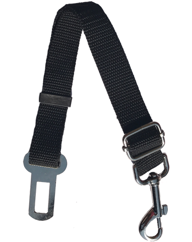 Black nylon seat belt clip for dogs