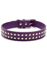 Purple leather stud dog collar