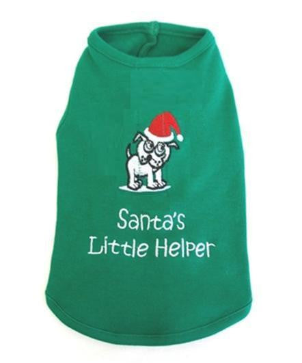 Green dog tshirt with Santa's Little Helper & Cigar Smoking Dog printed on the back